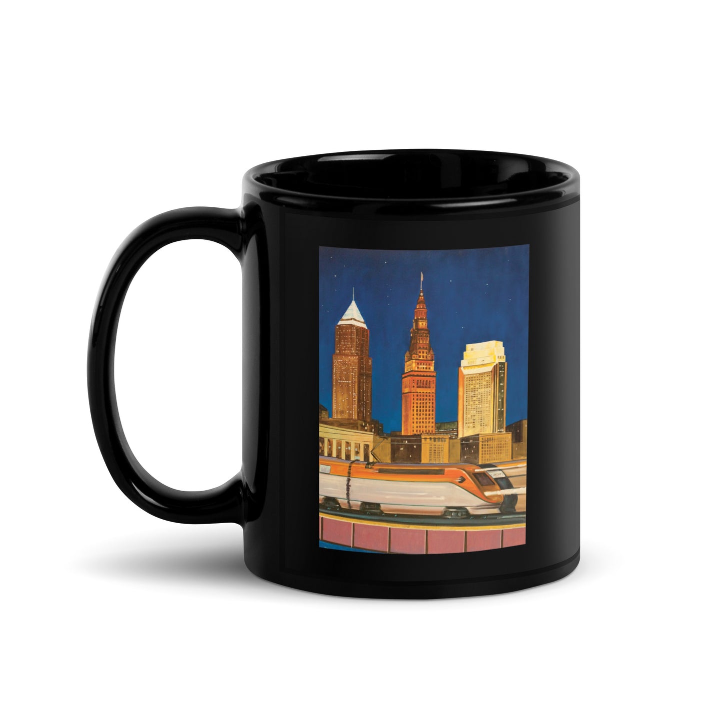 Night Train Black Glossy Mug