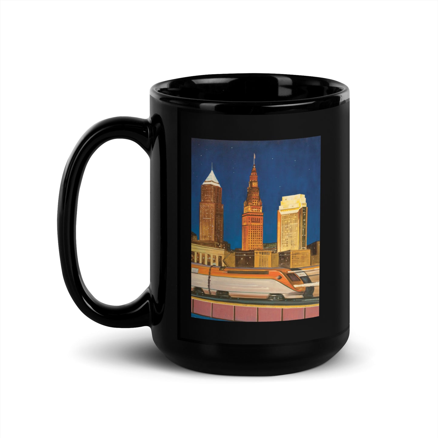 Night Train Black Glossy Mug