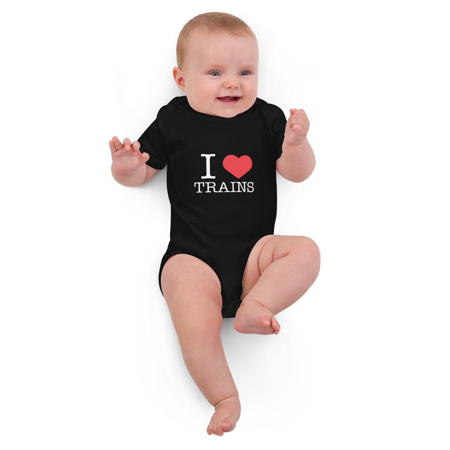 "I ♥ Trains" Organic Cotton Baby Onesie