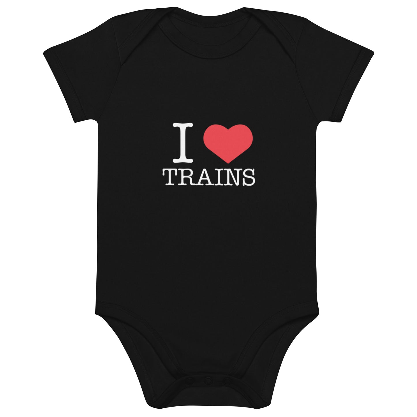 "I ♥ Trains" Organic Cotton Baby Onesie