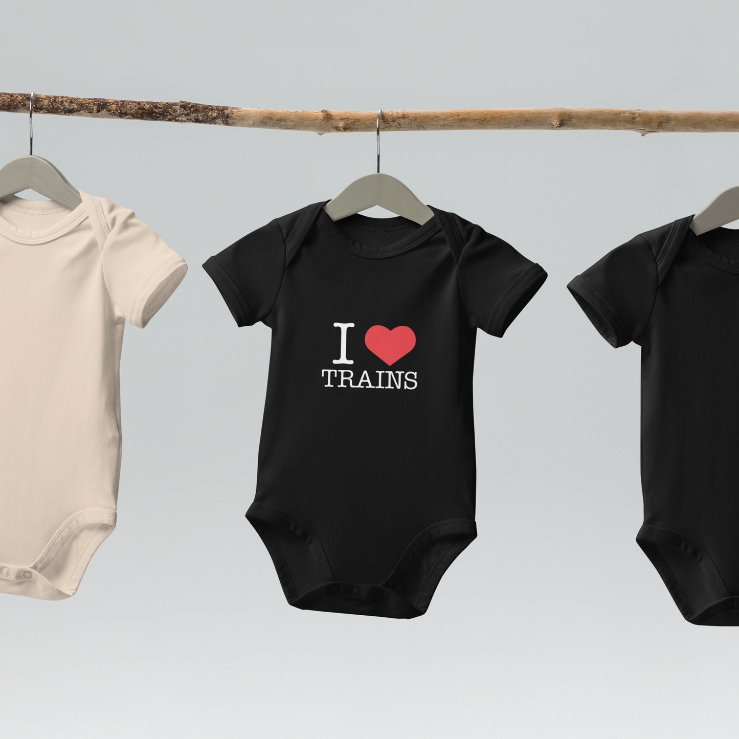 "I ♥ Trains" Organic Cotton Baby Onesie