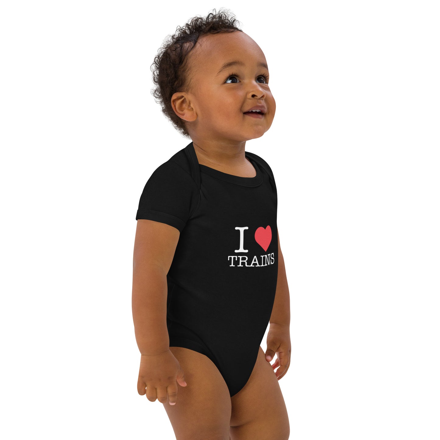 "I ♥ Trains" Organic Cotton Baby Onesie