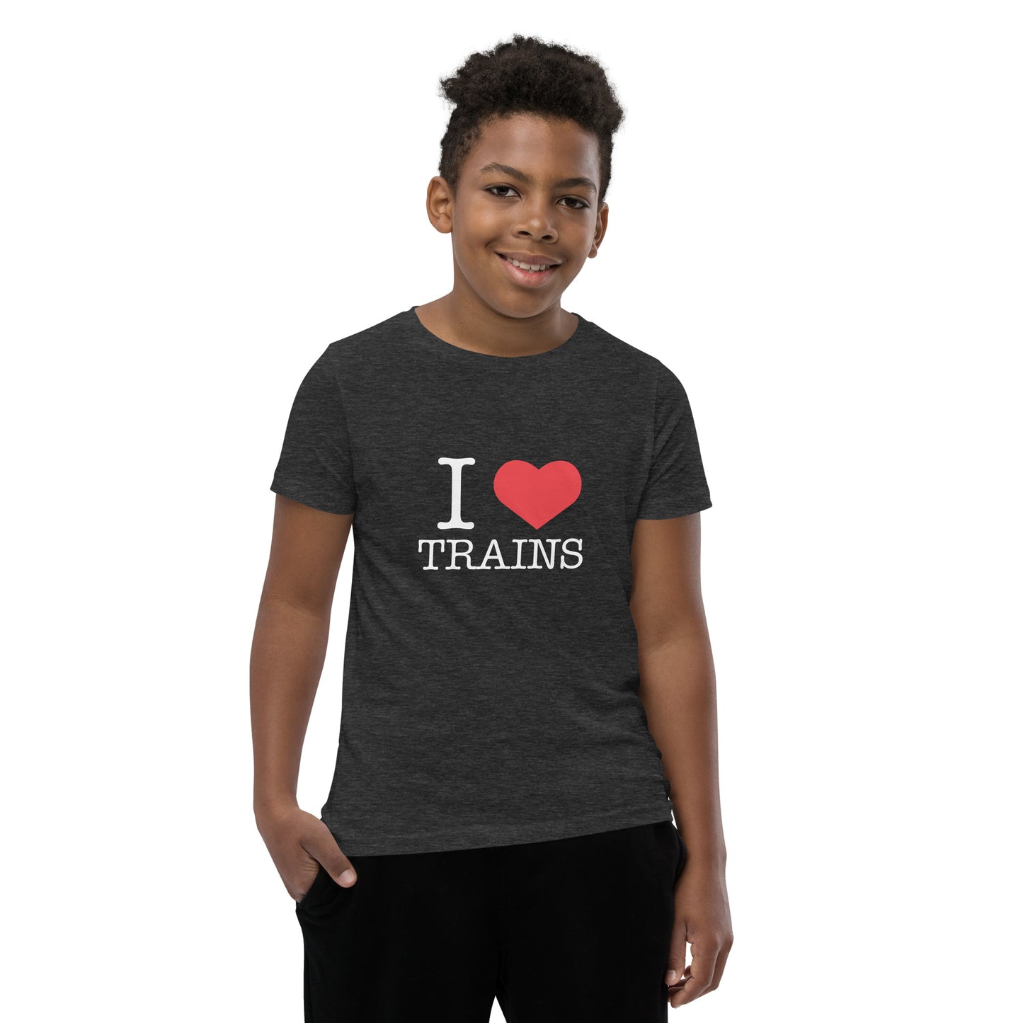 "I ♥ Trains" Youth Short Sleeve T-Shirt