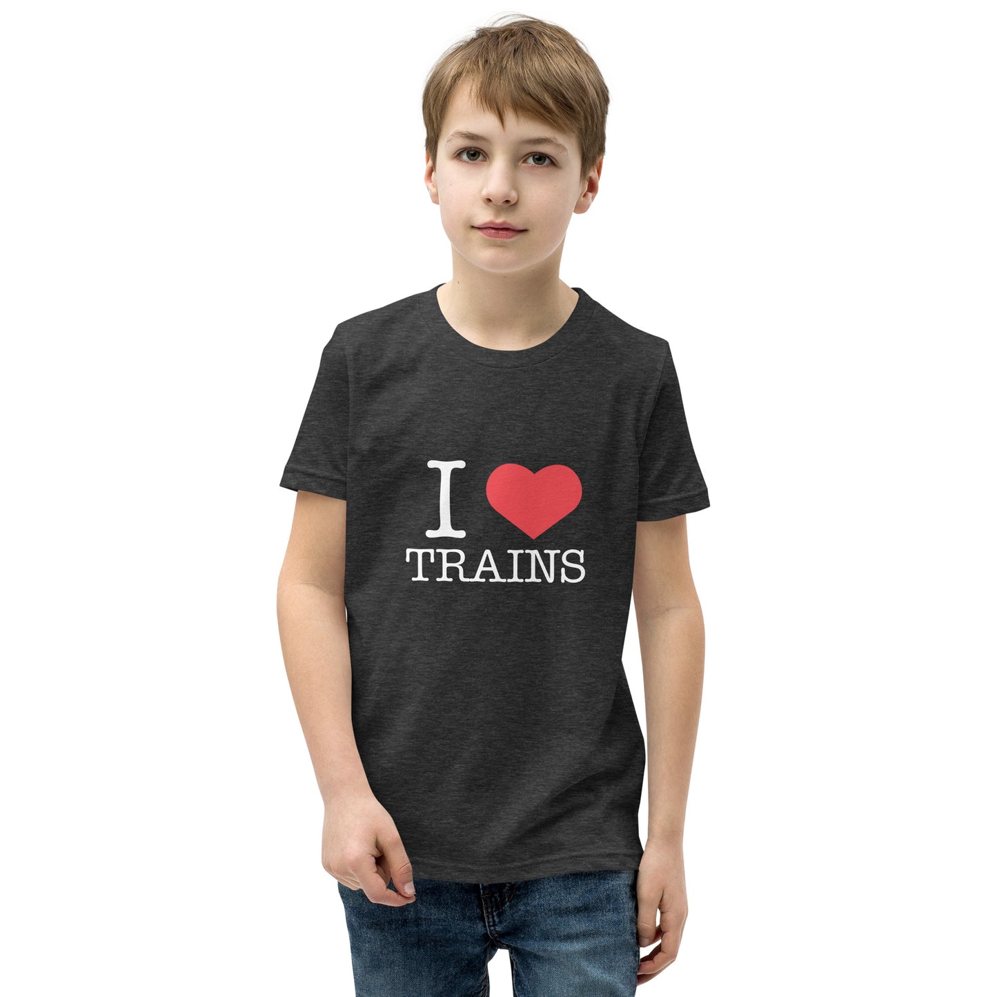 "I ♥ Trains" Youth Short Sleeve T-Shirt