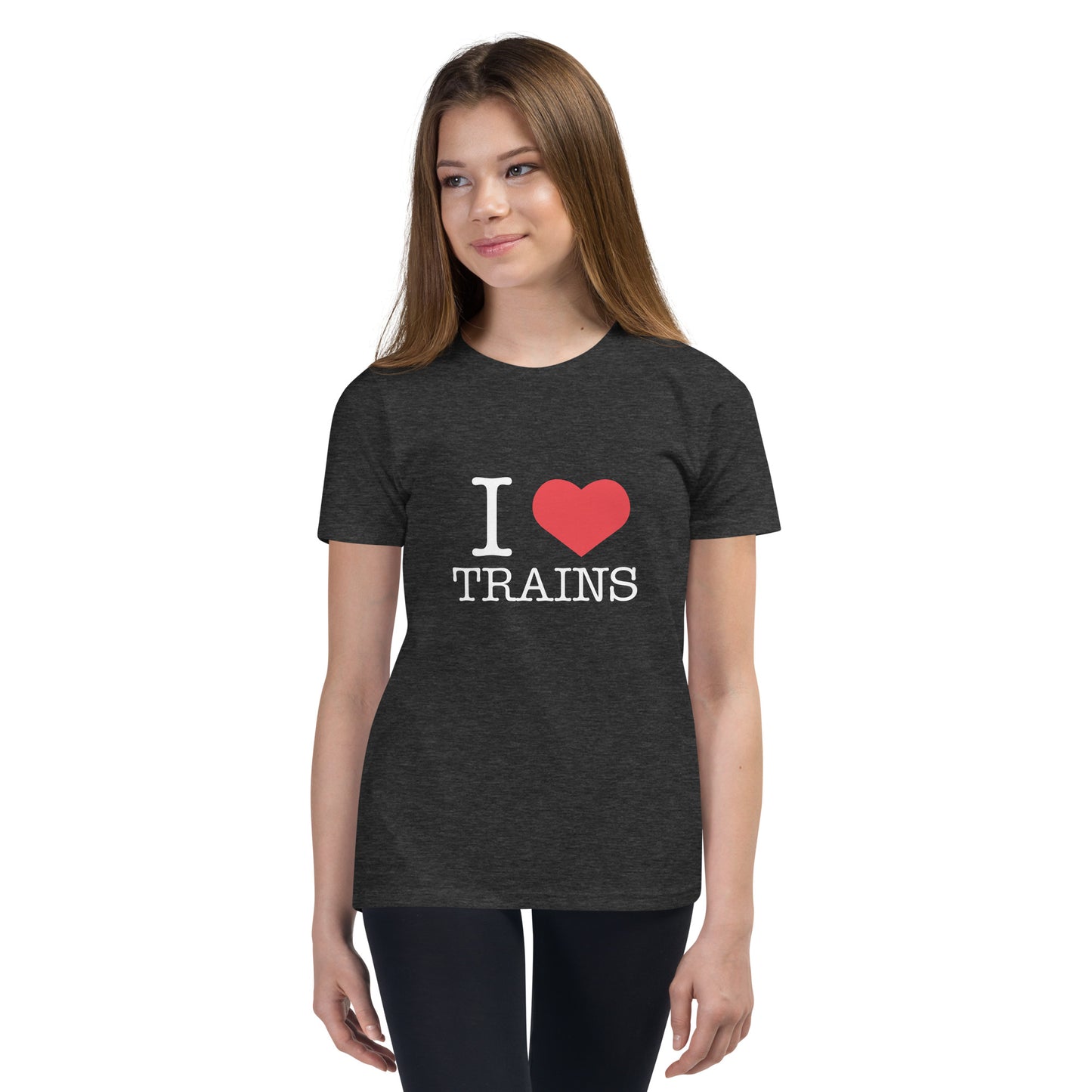 "I ♥ Trains" Youth Short Sleeve T-Shirt